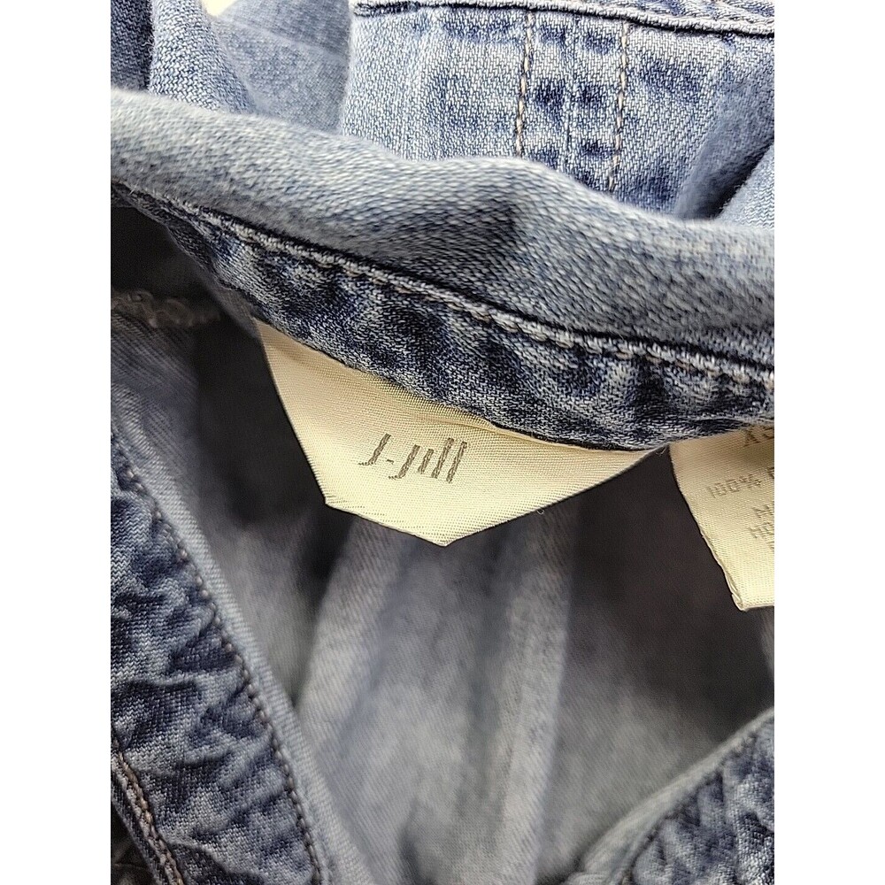 J. Jill Women's XS Blue Jean Denim Casual Collared Button-Up Blouse Western LS - Picture 5 of 10